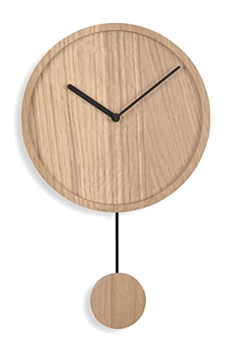 Natuhr Moderne Pendeluhr – Swing Modern – Eiche unbehandelt Holz - Quarz-Uhrwerk von Natuhr