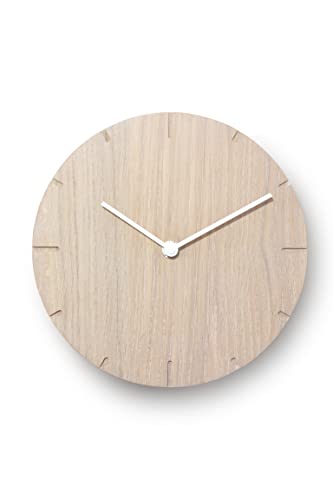Natuhr Wanduhr Eiche gekalkt Holz Solide 20 cm Mini Massivholz, geräuscharmes U.T.S. Uhrwerk (Eiche gekalkt, Weiße Zeiger) von Natuhr