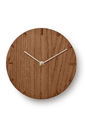 Natuhr Wanduhr Eiche rustikal Holz Solide 20 cm Mini Massivholz, geräuscharmes U.T.S. Uhrwerk (Räuchereiche, Beige Zeiger) von Natuhr