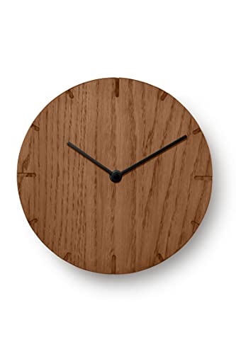 Natuhr Wanduhr Eiche rustikal Holz Solide 20 cm Mini Massivholz, geräuscharmes U.T.S. Uhrwerk (Räuchereiche, Schwarze Zeiger) von Natuhr