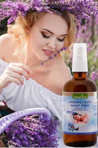 NaturGut Lavendel Gute Nacht Spray verstärkt reines Lavendelöl 100ml Lavendel-Schlafspray Duftspray Raumspray Lavendelspray von NaturGut