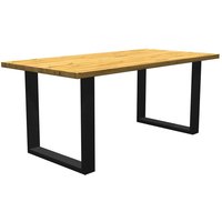 Tisch aus Eiche und Metall mit Bügelgestell 77 cm hoch von Natura Classico