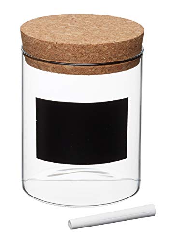 Kitchen Craft Natural Elements Vorratsglas mit Deckeln, mit Kreidelabel zur Beschriftung, Korkdeckel, Glas, Kork, Klein, 700 ml Volumen von NATURAL ELEMENTS