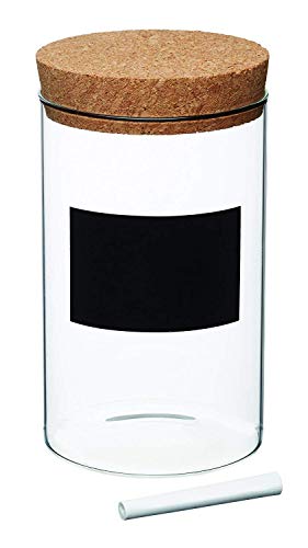 Kitchen Craft Natural Elements Vorratsglas mit Deckeln, mit Kreidelabel zur Beschriftung, Korkdeckel, Glas, Kork, Mittelgroß, 1 Liter Volumen von NATURAL ELEMENTS