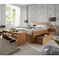 Schlafzimmer Set Massivholz in Kernbuchefarben 88 cm hoch (vierteilig) von Nature Dream