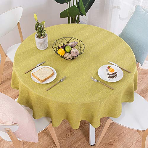 Baumwolle Leinen Tischdecke, Modernen Einfache Runden Esstisch Tischtuch tischwäsche, Textur Natürlichen Hohe Farbe Gelb Durchmesser 120cm von Naturer