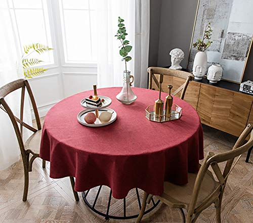 Naturer Tischdecke Wasserabweisend Tischwäsche Lotuseffekt Tischtuch Rund 130 cm Rot von Naturer