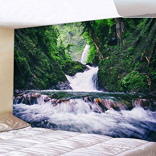 Naturer Wald Wandteppich Wasserfall Nebel 180x230cm Wandbehang Berge Tapisserie Boho Psychedelic Wandtuch Hausdeko für Wohnzimmer Schlafzimmer von Naturer