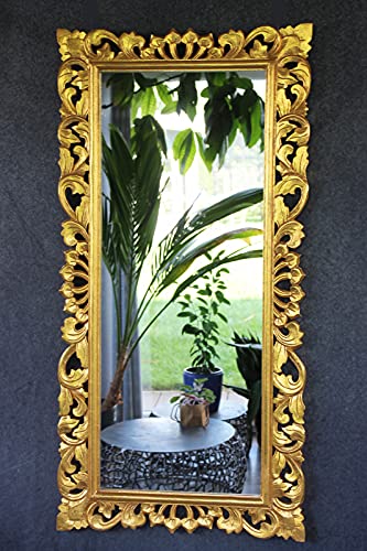 Naturesco Barockspiegel Wandspiegel massiv Holz Gold 120cm x 60cm von Naturesco