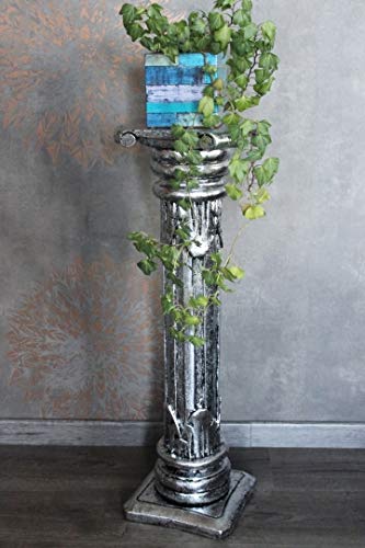 Naturesco Blumensäule Säule griechisch römisch massiv Holz Silber antik Höhe 60cm 80cm 100cm 120cm LengthRange 60cm von Naturesco
