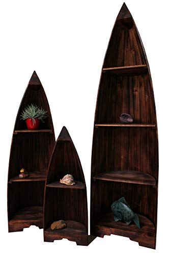 Naturesco Exotisches Bootsregal Regal Boot Holz Dunkelbraun erhältl. Höhen 195cm, 145cm, 95cm LengthRange 95cm von Naturesco