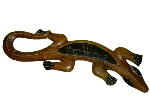 Naturesco Wanddeko Holz Figur Gecko Wandgecko handbemalt L: 60cm von Naturesco