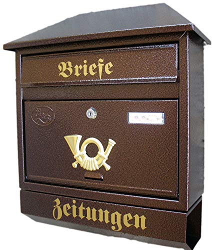 Pachurka & Dąże Großer Briefkasten/Postkasten XXL Kupfer/Bronce mit Zeitungsrolle Zeitungsfach Schrägdach Trapezdach von Pachurka & Dąże