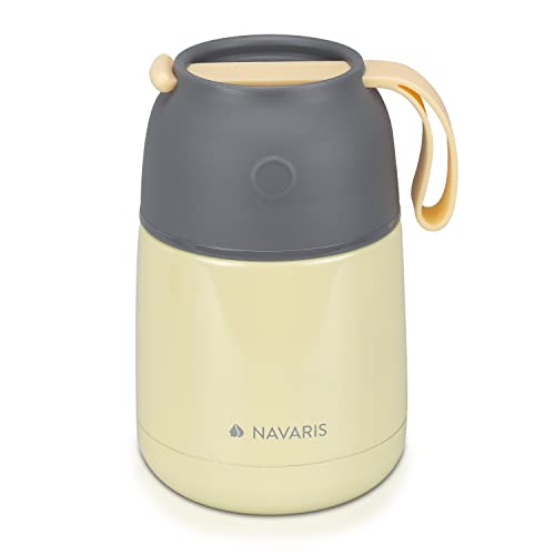 Navaris 450ml Thermobehälter für Essen - Edelstahl Warmhaltebox für Suppe Speisen Babybrei - Thermo Behälter Isolierbehälter auslaufsicher - Thermobecher - gelb von Navaris