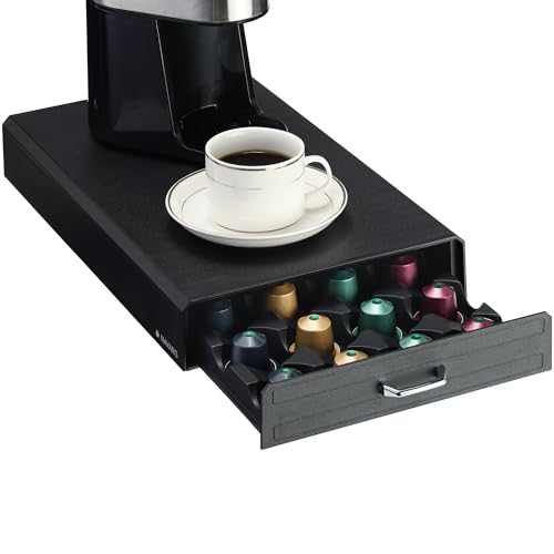 Navaris Kaffee Kapselhalter kompatibel mit Vertuo Kapseln - Kapsel Aufbewahrung für 24 Kaffeekapseln - Halter Kompatibel mit meisten Kapsel Standardgrößen - Schwarz von Navaris