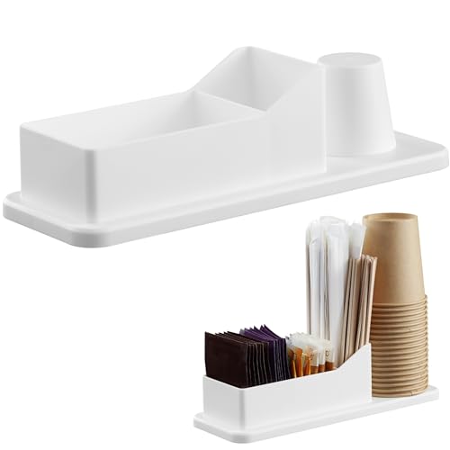 Navaris Kaffee Organizer Set - 24,4 x 8,7 x 6,8cm - Aufbewahrungsbox Kaffeezubehör - Zubehör Box für z. B. Becher Zucker Milch Kaffeesahne Kapseln - Weiß von Navaris