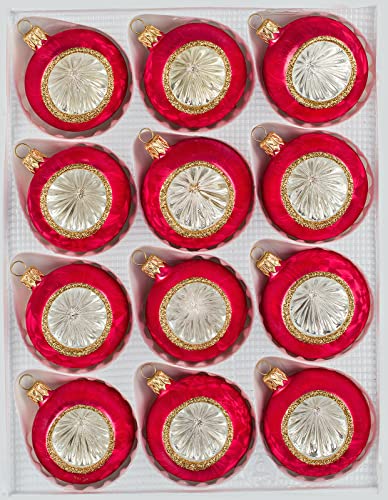 Navidacio 12 TLG. Glas-Weihnachtskugeln Set in 'Vintage Ice Rot Gold' - Reflektorkugeln - Reflexkugeln - Reflector Ball von Navidacio