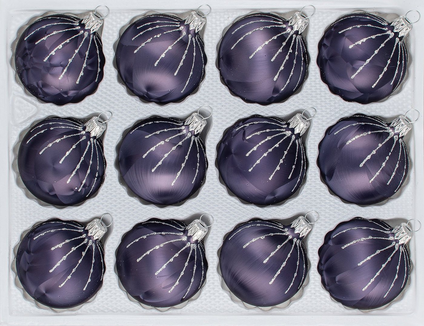 Navidacio Weihnachtsbaumkugel 12 tlg. Glas-Weihnachtskugeln Set in Ice Graphit Silber" Regen" von Navidacio