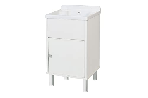 Negrari 5003PKCAM Mini-Waschbecken aus PVC-Harz für den Außen/Innenbereich, mit Aufbewahrungsschrank L 42 x B 34 x H 80 cm, Weiß, Small von Negrari