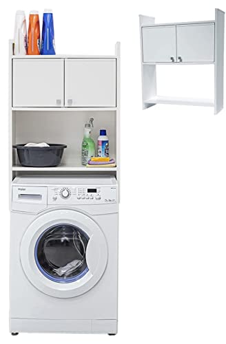 Negrari Regal für Waschmaschinenschrank aus PVC, feuchtigkeitsbeständig, Wandbefestigungsset, 65 x 26,4 x 78 cm, Weiß von Negrari