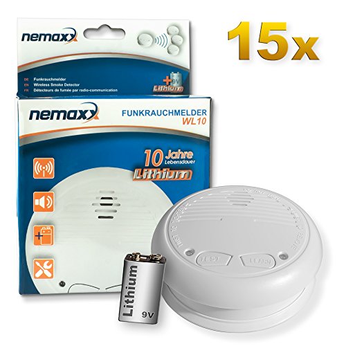 Nemaxx RM1246 15x WL10 Funkrauchmelder, 15er-Set, 15 Stück von Nemaxx