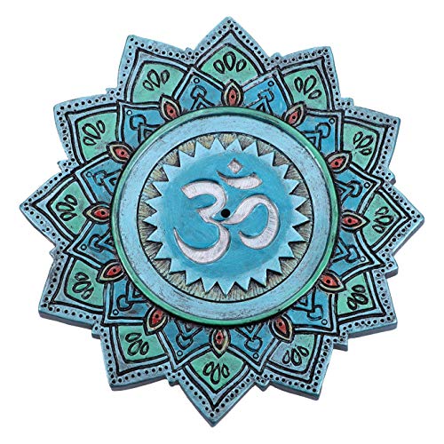 Nemesis Now Räucherstäbchenbrenner, Om, Hindu Symbol, Shabda-Brahman, Blau, 13,5 cm, 4 Stück von Nemesis Now