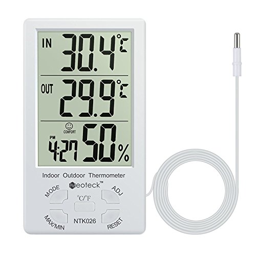 Neoteck Digitales LCD-Hygrometer-Thermometer mit Sensorkabel für Klimatisierungsmanagement, Büro, Hotelzimmer, Labor und Krankenhaus von Neoteck