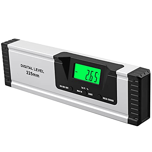 Neoteck Wasserwaage Digitaler LCD Wasserwaage Magnetisch 225mm Aluminium Winkelmesser mit LCD-Display, Audioanzeige, 4 Einstellmodi Neigungsmesser von Neoteck