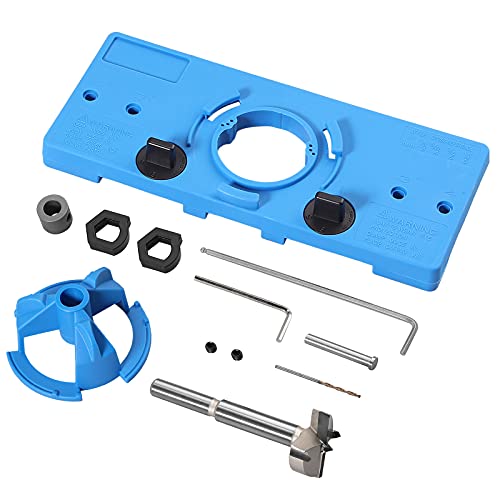 Neoteck Scharnier Bohrvorrichtungs Set 35 mm Scharnier Bohrlehre Set DIY Werkzeuge, für Holz Türen Fenstern verdeckte Schranktürscharniere - Blau von Neoteck