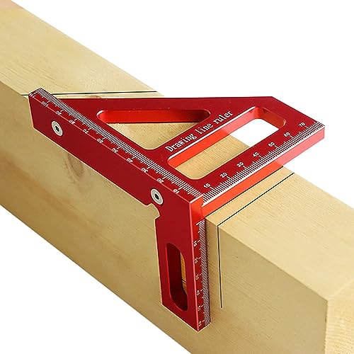 Holzbearbeitungs-Quadrat-Protraktor für 0-2.52/0-2.99/0,04-4,41 Zoll 3D-Multi-Winkel 45 °/90 ° Clear Skala Messungslineal Aluminiumlegierung Hochpräzise Layout-Messwerkzeuge für Carpenter C von Neroyaner