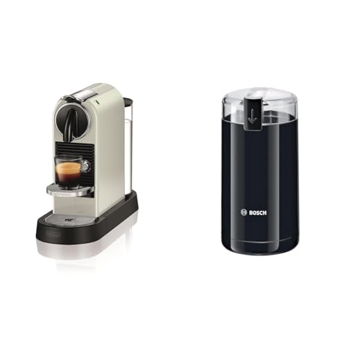 Nespresso De'Longhi EN167.W Citiz Kaffeekapselmaschine, Hochdruckpumpe & Bosch Hausgeräte TSM6A013B Kaffeemühle, Schwarz von Nespresso