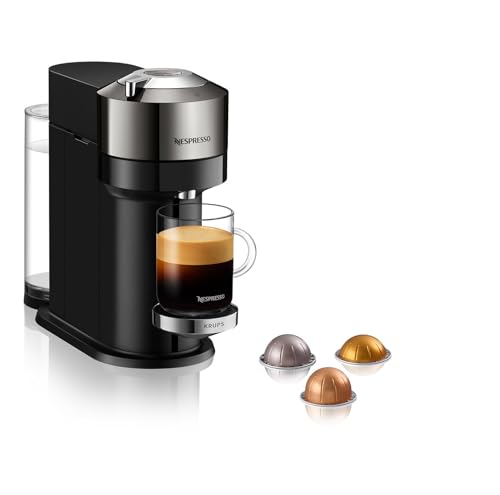 Nespresso Krups XN910C Vertuo Next Kaffeekapselmaschine | 1,1 L Wassertank | Kapselerkennung durch Barcode | 6 Tassengrößen | Power-Off Funktion | 54% aus recyceltem Kunststoff | Dunkles Chrom von NESPRESSO