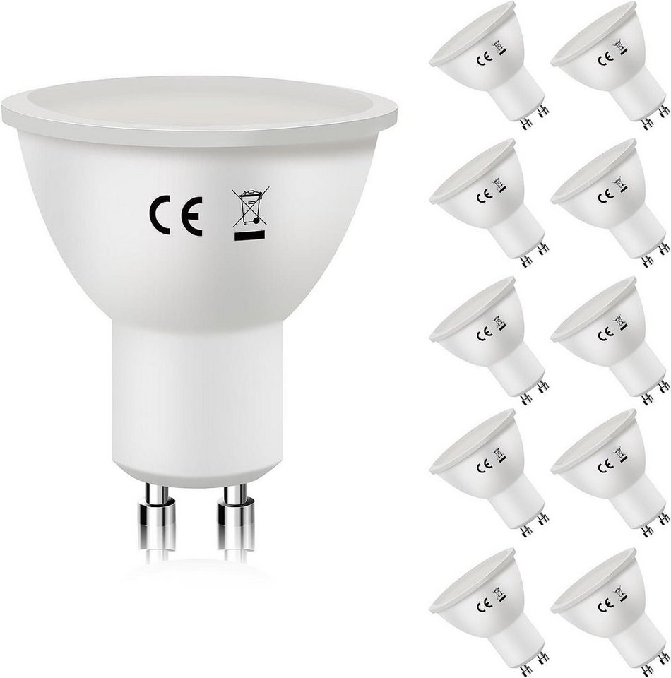 Nettlife LED-Leuchtmittel 6W Energiesparlampe Abstrahlwinkel 110° nicht dimmbar, GU10, 10 St., Warmweiß von Nettlife
