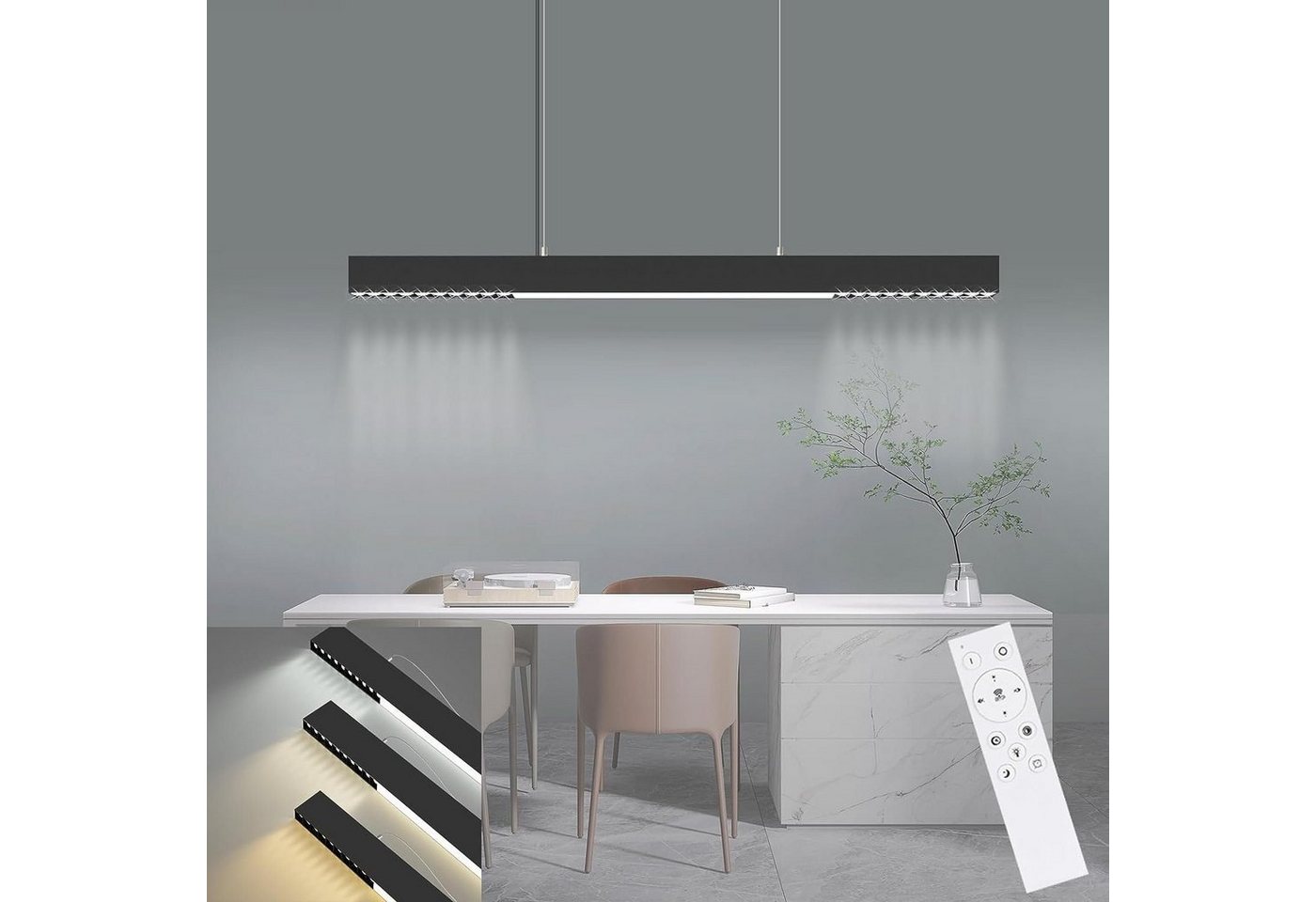 Nettlife LED Pendelleuchte Esstisch Hängelampe Dimmbar mit Fernbedienung, Höhenverstellbar, LED fest integriert, 3000-6500, für Schlafzimmer Wohnzimmer Esszimmer von Nettlife