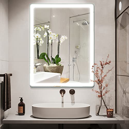 NeuType Badspiegel mit Beleuchtung Badezimmer Spiegel mit Touch-Schalter, Dimmbar, 3 Lichtfarbe Einstellbare Badezimmerspiegel mit Beleuchtung, Beschlagfrei 91.5x71 cm von NeuType