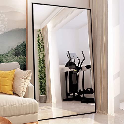 NeuType Ganzkörperspiegel, 129,5 x 81,3 cm, großer Schlafzimmerspiegel, Rahmen aus Aluminiumlegierung, Bodenspiegel, Wandspiegel für Wohnzimmer, Schlafzimmer, zum Aufhängen oder Anlehnen an die Wand, von NeuType