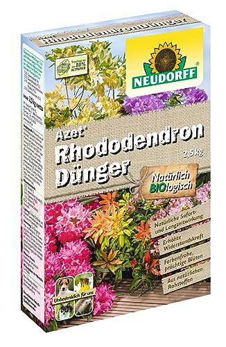 Neudorff Azet RhododendronDünger – Bio Rhododendrondünger mit Mykorrhiza sorgt für farbenfrohe und prächtige Blüten mit 3 Monaten Langzeitwirkung, 2,5 kg von Neudorff
