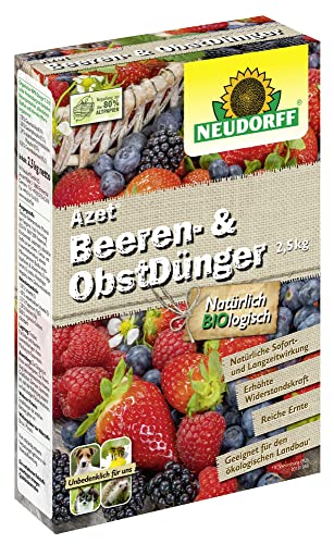 Neudorff Azet Beeren- & ObstDünger – Bio-Dünger für mehr Geschmack und reiche Ernte bei Beeren und Obst mit natürlicher Sofort- & Langzeitwirkung, 2,5 kg von Neudorff