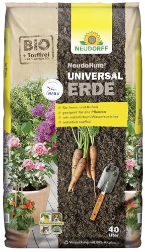 Neudorff NeudoHum UniversalErde - Torffreie Bio-Erde für Balkon, Garten und Zimmerpflanzen, NABU empfohlen, 40 Liter von Neudorff