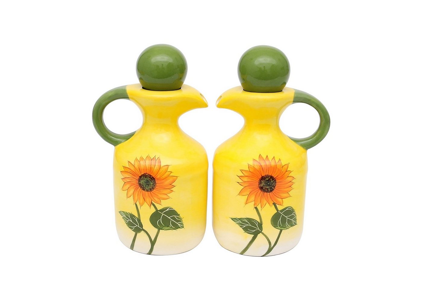 Neuetischkultur Ölspender Essig-und Öl-Set, Keramik, 2-tlg. Sonnenblume, (2-tlg., 1 Ölflasche, 1 Essigflasche) von Neuetischkultur