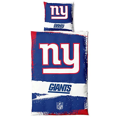 New York Giants NFL Bettwäsche Set ** Raw ** Baumwolle, Reißverschluss, 135x200 cm Bettdeckenbezug und 80x80 cm Kissenbezug von Wincraft
