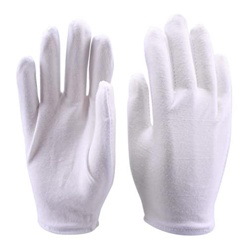 Newin Star Weiße Baumwollhandschuhe, Arbeit Handschuhe Vollfinger dünne Handschuhe dehnbarer Auskleidungshandschuh One Size-4-Paare von Newin Star