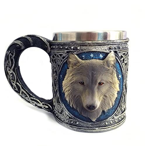 Wolf Kaffee Kelch Tasse Edelstahl Wolf 3D Wasser Trinkkelch von Newin Star