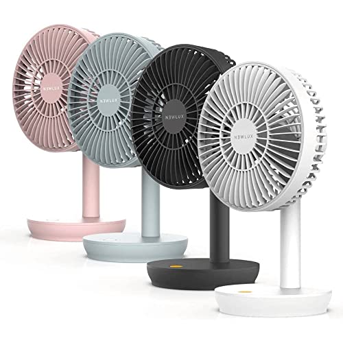 Newlux - Tischventilator USB Windpure Desk W300 mit 4 Gelängen, schwenkbarer Kopf, Lithium-Akku bis zu 50 min. Leiser Schreibtischventilator (<30 dB) für Büro, Zuhause oder Camping (weiß) von Newlux