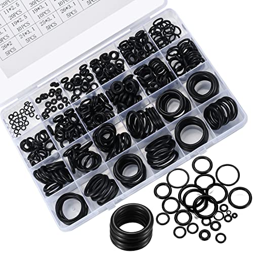 360 Stk Gummi O Ringe Dichtungsringe Sortiment Kit, Dichtungen Gummiringe, Dichtringe Flachdichtung Dichtungssatz Schwarz für elektrische Hydraulik, Sanitär, Dichtungsscheiben, 24 Größen von Newoutset