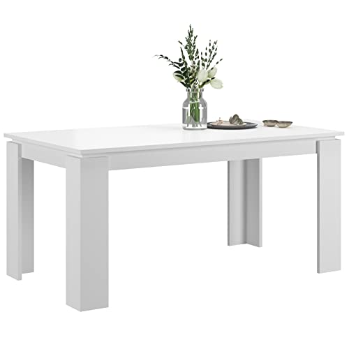 Newroom Esstisch Weiß Weiß Tisch Modern - 160-200x76x90 cm (BxHxT) - Esszimmertisch Küchentisch - [Milon.Four] Esszimmer Küche Wohnzimmer von Newroom