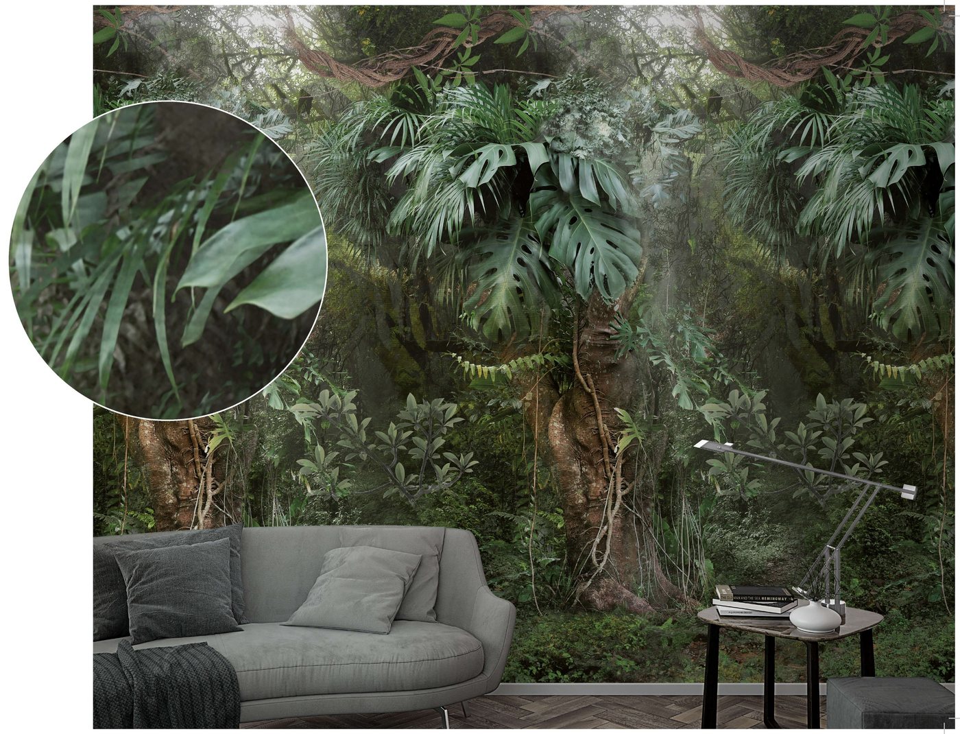 Newroom Vliestapete, [ 2,7 x 1,59m ] großzügiges Motiv - kein wiederkehrendes Muster - nahtlos große Flächen möglich - Fototapete Wandbild Dschungel Palmen Urwald Made in Germany von Newroom