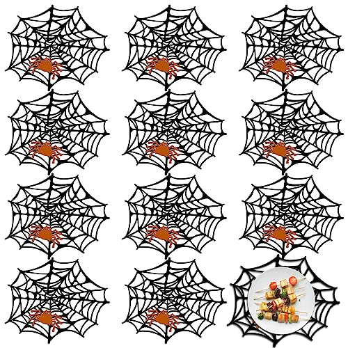 Newwiee 12 Stück Halloween-Spinnen-Tischsets, 33 cm, Filz, Halloween-Tischdekoration mit niedlichem Spinnennetz, Schwarz, rund, Spinnennetz, Tischsets, Halloween-Dekorationen für Party (braun) von Newwiee