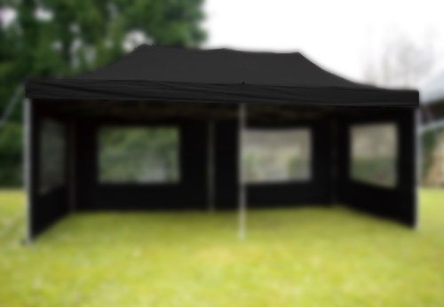 Nexos Pavillondach Ersatzdach Wechseldach für Profi Falt-Pavillon 3x6m - Dachplane 270g/m² PVC-Coating versiegelte Nähte wasserdicht – Farbe: schwarz von Nexos Trading