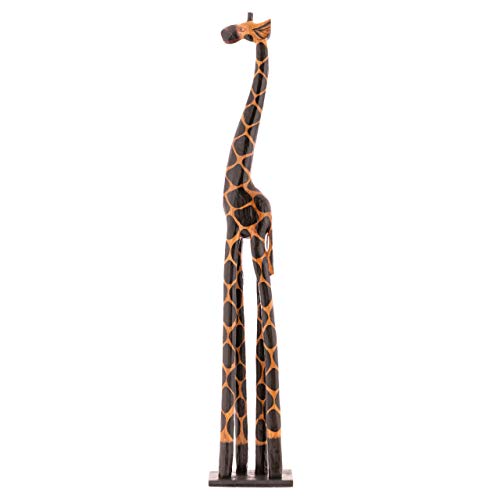 Nexos Trading Deko Giraffe Holzfigur Skulptur Afrika Handarbeit Größe 120 cm – dunkel von Nexos Trading